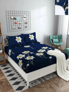 kawi polycotton queen fitted elastic 200 tc printed 1 bedsheet with 2 pillow covers