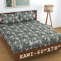 Kawi Polycotton Queen Fitted (Elastic) 200 TC Printed 1 Bedsheet with 2 Pillow Covers (Grey Brown)