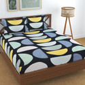 Kawi Polycotton Queen Fitted (Elastic) 200 TC Printed 1 Bedsheet with 2 Pillow Covers