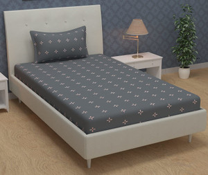 kawi polycotton single fitted elastic 200 tc printed 1 bedsheet with 2 pillow covers