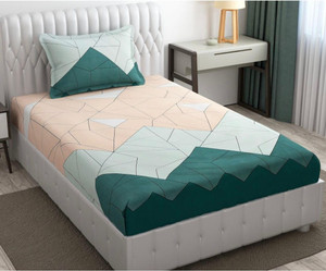kawi polycotton single fitted elastic 200 tc printed 1 bedsheet with 2 pillow covers