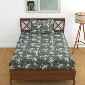 kawi polycotton single fitted elastic 200 tc printed 1 bedsheet with 2 pillow covers