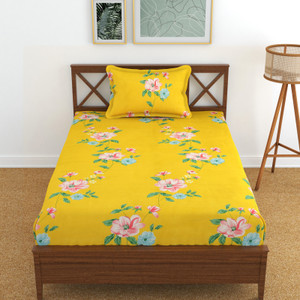 kawi polycotton single fitted elastic 200 tc printed 1 bedsheet with 2 pillow covers