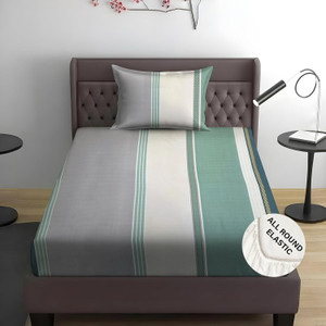 kawi polycotton single fitted elastic 200 tc printed 1 bedsheet with 2 pillow covers