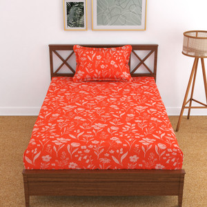 kawi polycotton single fitted elastic 200 tc printed 1 bedsheet with 2 pillow covers