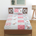 Kawi Polycotton Single Fitted (Elastic) 200 TC Printed 1 Bedsheet with 2 Pillow Covers