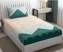 Kawi Polycotton Single Fitted (Elastic) 200 TC Printed 1 Bedsheet with 2 Pillow Covers