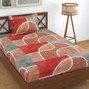 Kawi Polycotton Single Fitted (Elastic) 200 TC Printed 1 Bedsheet with 2 Pillow Covers