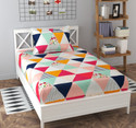 Kawi Polycotton Single Fitted (Elastic) 200 TC Printed 1 Bedsheet with 2 Pillow Covers