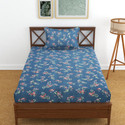 Kawi Polycotton Single Fitted (Elastic) 200 TC Printed 1 Bedsheet with 2 Pillow Covers