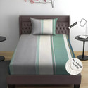 Kawi Polycotton Single Fitted (Elastic) 200 TC Printed 1 Bedsheet with 2 Pillow Covers