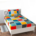 Kawi Polycotton Single Fitted (Elastic) 200 TC Printed 1 Bedsheet with 2 Pillow Covers