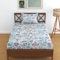 Kawi Polycotton Single Fitted (Elastic) 200 TC Printed 1 Bedsheet with 2 Pillow Covers