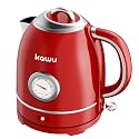 Kawu Portable Electric Kettle, 1.4 Quart 1000W Electric Tea Pot with Stainless Steel Inner, Electric Kettles for Boiling Water with Auto Shut Off, Keep Warm, Retro Electric Kettle for Home Kitchen