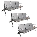 Three Seater Waiting Area Chair Set of 3 | Mild Steel Bench for Office, Clinic, Airport | Durable Reception Chair with Armrests | 3 Seater, Portable, Easy Assembly