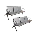 Three Seater Waiting Area Chair Set of 2 | Mild Steel Bench for Office, Clinic, Airport | Durable Reception Chair with Armrests | 3 Seater, Portable, Easy Assembly