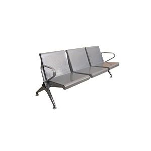 three seater waiting room chair with mesh arms mild steel reception chair for office airport clinic and hospital silver set of 1