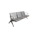 Three Seater Waiting Room Chair with Mesh Arms, Mild Steel Reception Chair for Office, Airport, Clinic, and Hospital (Silver, Set of 1)