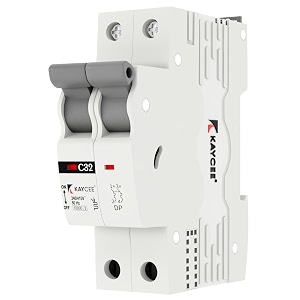kaycee mcb opta double pole dp- 20a c curve 10ka  isibis amp ce certified ac type circuit breaker  reliable overload amp short circuit protection  2-year warranty