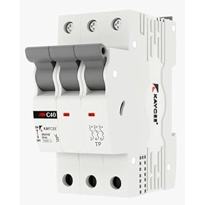 kaycee mcb opta three pole tp- 40a c curve 10ka  isibis amp ce certified ac type circuit breaker  reliable overload amp short circuit protection  2-year warranty