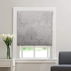 kayra decor blackout roller blinds for windows - suitable for bedroom kitchen sliding door and french door size - 6034w x 6834h brown