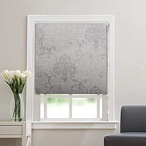 kayra decor blackout roller blinds for windows - suitable for bedroom kitchen sliding door and french door size - 6034w x 6834h brown
