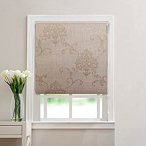 kayra decor blackout roller blinds for windows - suitable for bedroom kitchen sliding door and french door size - 6034w x 5634h golden beige