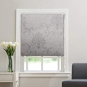 kayra decor blackout roller blinds for windows - suitable for bedroom kitchen sliding door and french door size - 6034w x 6834h brown