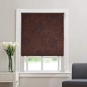 kayra decor blackout roller blinds for windows - suitable for bedroom kitchen sliding door and french door size - 6034w x 6834h brown