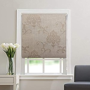 kayra decor blackout roller blinds for windows - suitable for bedroom kitchen sliding door and french door size - 4934w x 8834h golden beige