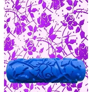 kayra decor design roller for wall painting - 5 inches machine with flower design texture roller combo066y-5 blue