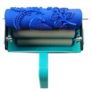 kayra decor design roller for wall painting - 7 inches machine with flower design texture roller seven343c blue