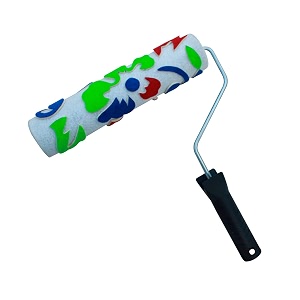 kayra decor design roller for wall painting - 9 inches flower design flocking roller with chrome handle rollno37