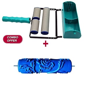 kayra decor peony pattern wall decor diy 7 inch silicone rubber paint roller brush for your wall blue