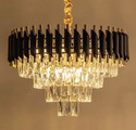 KAYUV KAYUV Crystal Black gold polish metal 500m chandelier hanging ceiling jhoomer Chandelier Ceiling Lamp