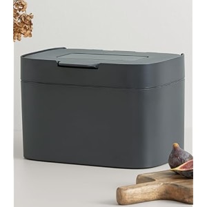 kazai compost bin kitchen 39elin39  12 gal  45l countertop compost bin with lid amp carbon filter  odor-free dishwasher safe with inner bucket  small indoor kitchen composter  graphite-black