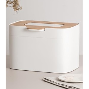 kazai organic waste bin 39elin39  45 l compost bin with wooden lid amp filter  odour-proof dishwasher safe includes inner container  organic waste container for the kitchen  white