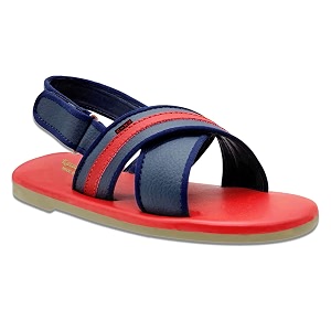 kazarmax kids boys navy red stripes flat sandal - 115 kids uk