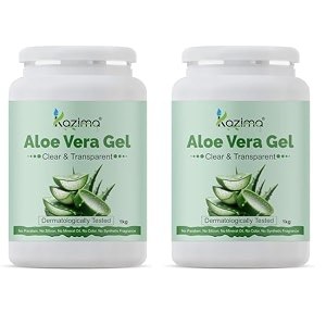 kazima pure aloe vera gel for skin and hair 1kg  hydrates moisturizes amp soothes irritated skin  pure amp natural aloe vera gel for face acne scars dark circles amp sunburn pack of 2