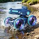 KB KAIBO 3-in-1 Remote Control Car, RC Boat &amp; Water Gun - Amphibious RC Car for Land &amp; Water, Adjustable Speed, Waterproof, Perfect Valentines Birthday Gifts for Kids-Blue