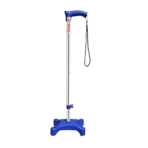 kbg 4 leg quadripod croome height adjustable walking stick foldable walking cane with t handle stick for elderly amp those physically challenged dark blue