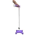 KBG 4 Leg Quadripod Croome Height Adjustable Walking Stick Foldable Walking Cane with T Handle Stick for Elderly &amp; Those Physically Challenged (Purple)