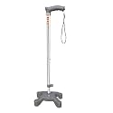 KBG 4 Leg Quadripod Croome Height Adjustable Walking Stick Foldable Walking Cane with T Handle Stick for Elderly &amp; Those Physically Challenged (Grey)