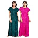 Nighty for Women Cotton Printed Maxi Gown