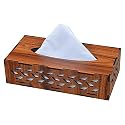 KBR Wooden Tissue Paper Box | Decorative and Stylish Wooden Tissue Holder Stand for Car, Home, Office Desk, Resturant and Cafeteria (Rectangle)
