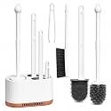 KBZONE 4 in 1 Silicone Toilet Brush and Holder Set, with a Extra Crevice Cleaning Brush Deep Cleaning Toilet Bowl Brush for Bathroom Toilet Brushes for Bathroom Wall Mounted Water Drop