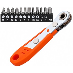 kbzone mini ratchet torx wrench 12-pieces amp bit setscrewdriver bits with magnetic 110 mm 14 inch4-drive high torque offset reversible mini ratcheting for gadgets machinespocket size close quarters