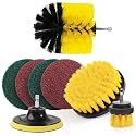 KBZONE 8 Pcs Power Scrub Pads Drill Attachment Set, Power Scrubber Cleaning Kit for Bathroom, Floor, Tile, Grout, Tub, Shower & Car, Scrubbing Pads and Brushes (Drill Not Included)