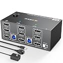 KCEVE KVM Switch 3 Monitors 2 Computers HDMI 8K@60Hz 4K@144Hz