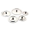 KCL Stainless Steel Ciba Tope Lids/Tope Cover/Handi Lid/Kadai Lid/Saucepan Lid with Nob - Set of 5 - Diameter - 16cm, 18cm, 22cm, 24cm, 27cm